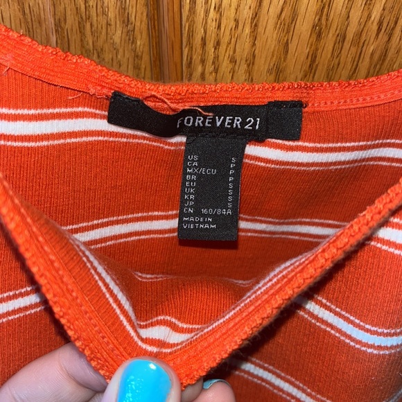 Ribbed orange stripped cropped top - Picture 3 of 4